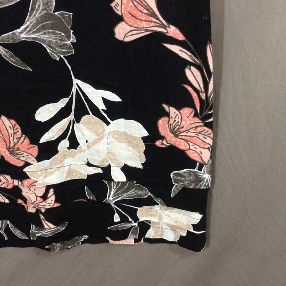 Nicole Miller Original Dress Short Sleeves Pink Floral Knee Length Linen Blend S - Picture 2 of 5
